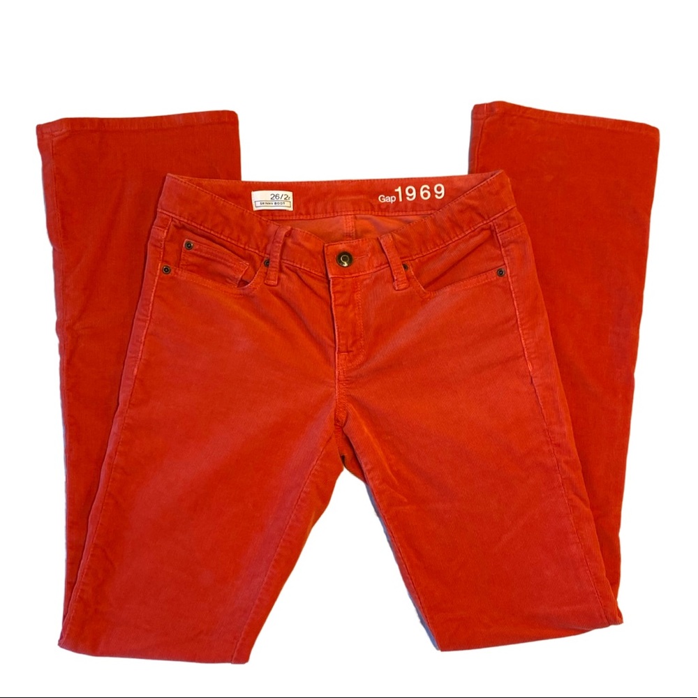 GAP 1969 Skinny Boot Corduroy Red Flare Low Pants